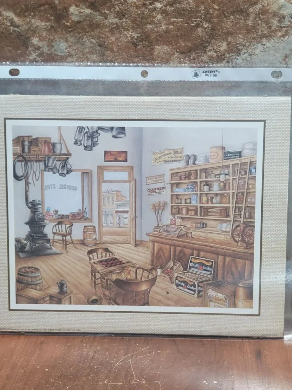 Vintage Unframed Country Store Interior Art Print Kay Lamb Shannon 1987